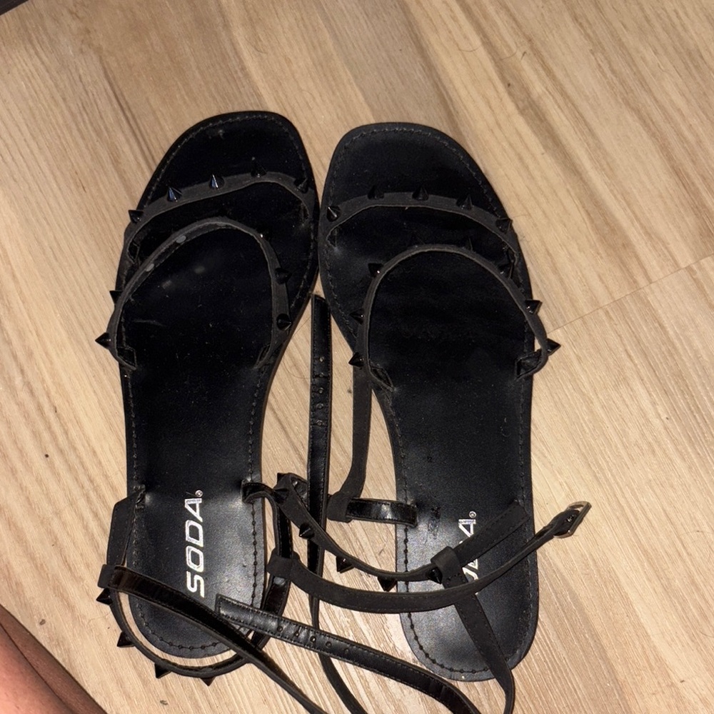 Soda Black Spiked Sandals